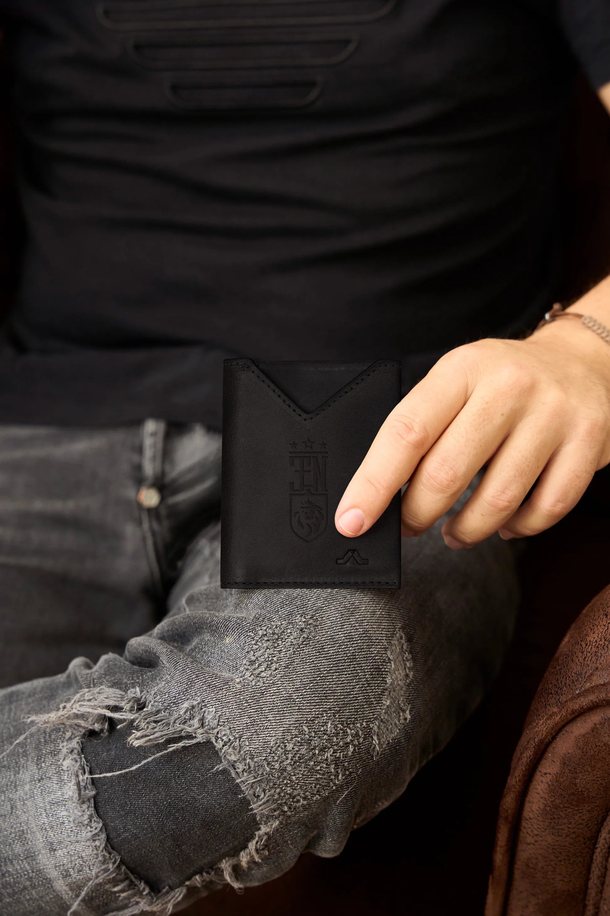 Cartera de Piel Land Black JEN