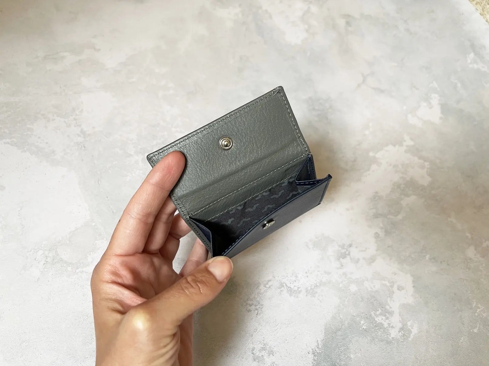 Cartera de Piel Flap Coin Blue Stone - Roik