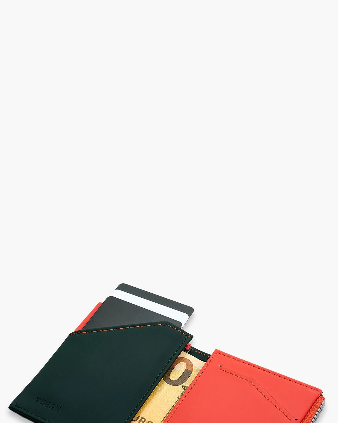 Cartera de Piel Vegana Zip Coin Coral - Roik