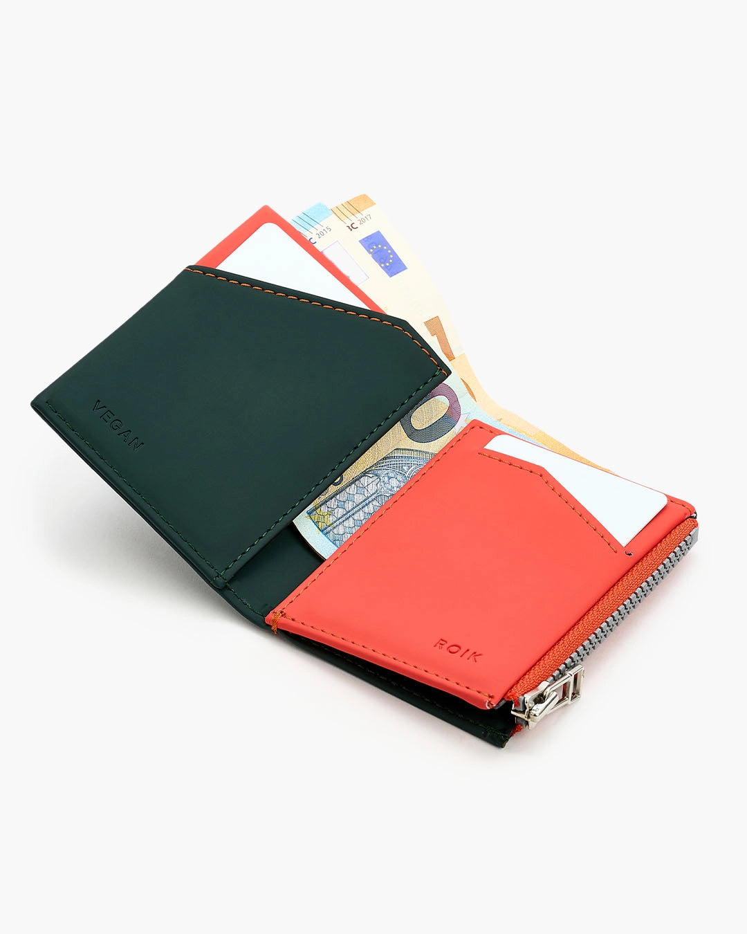 Cartera de Piel Vegana Zip Coin Coral - Roik