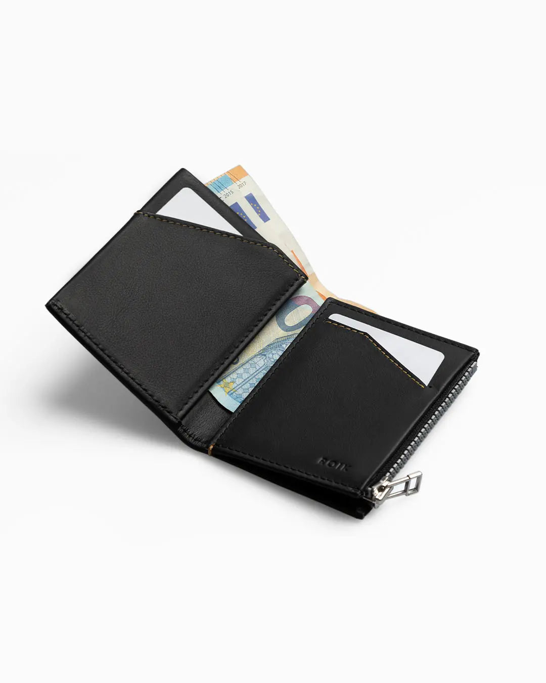 Cartera de Piel Zip Coin Black - Roik