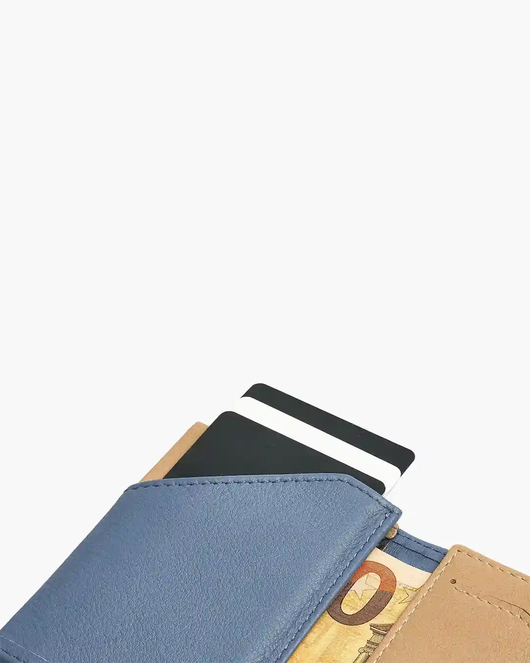 Cartera de Piel Zip Coin Blue Capri - Roik