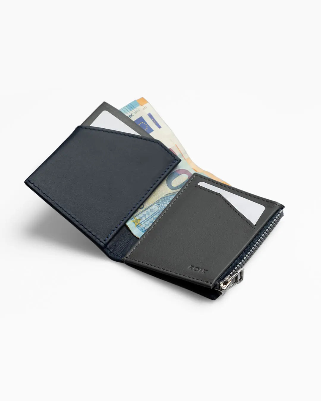 Cartera de Piel Zip Coin Blue Stone - Roik