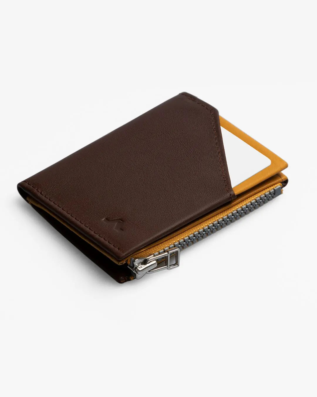 Cartera de Piel Zip Coin Brown Mustard - Roik