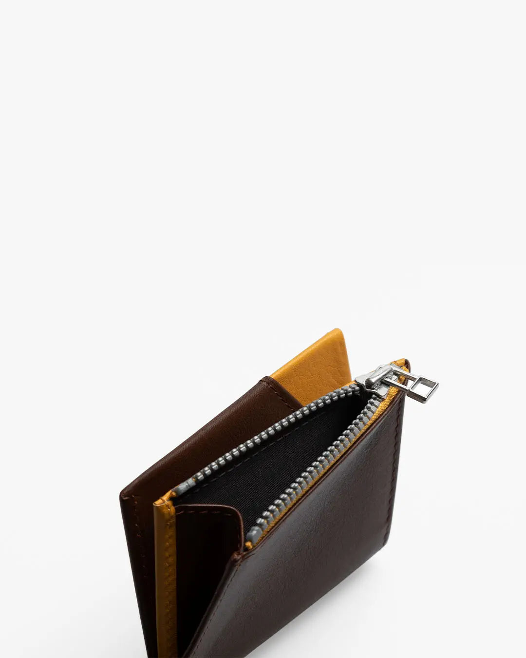 Cartera de Piel Zip Coin Brown Mustard - Roik