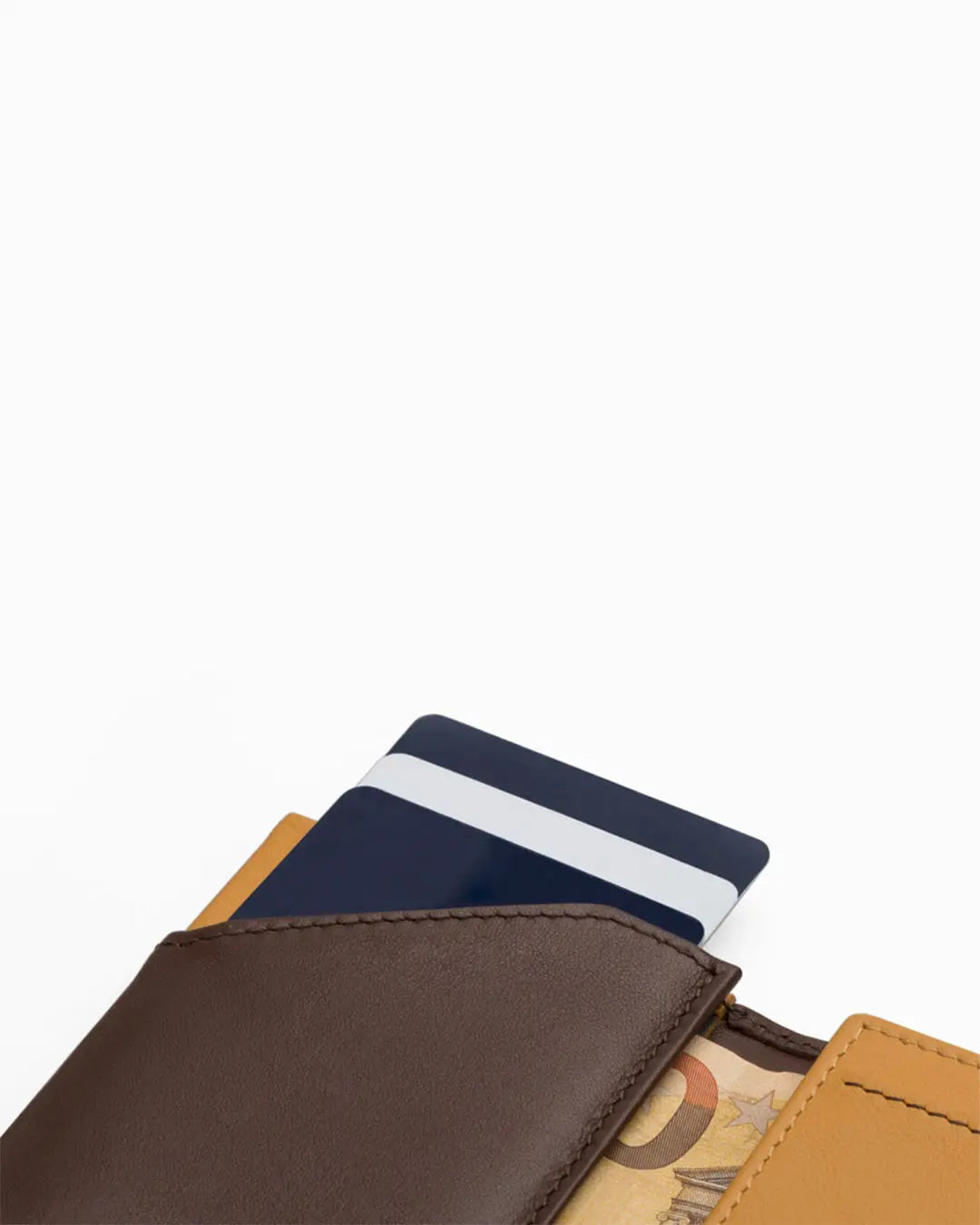 Cartera de Piel Zip Coin Brown Mustard - Roik