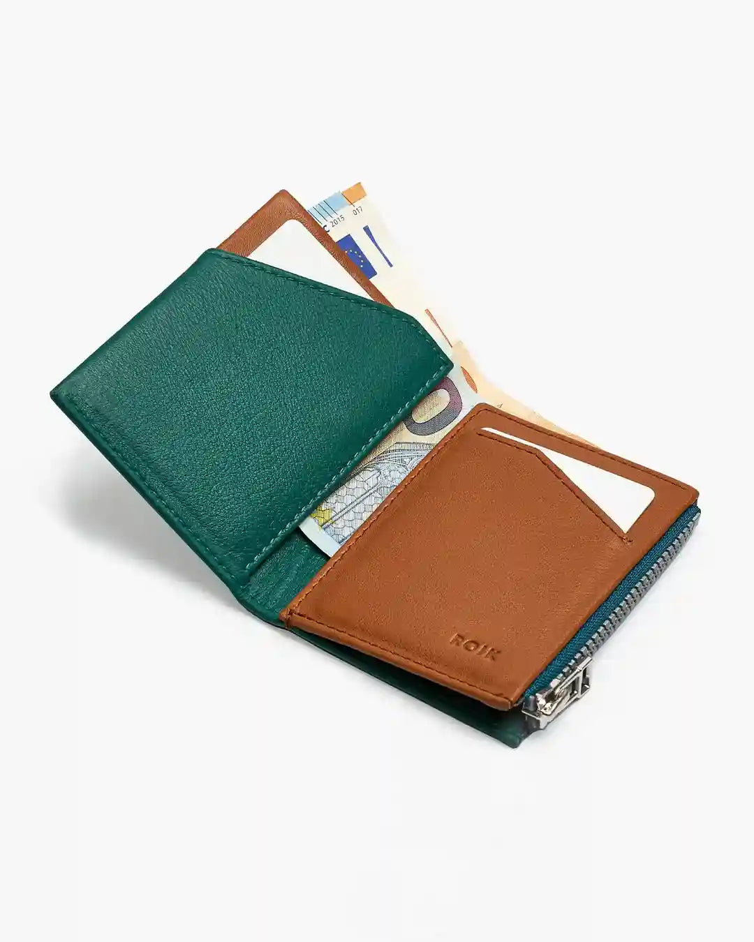 Cartera de Piel Zip Coin Emerald - Roik