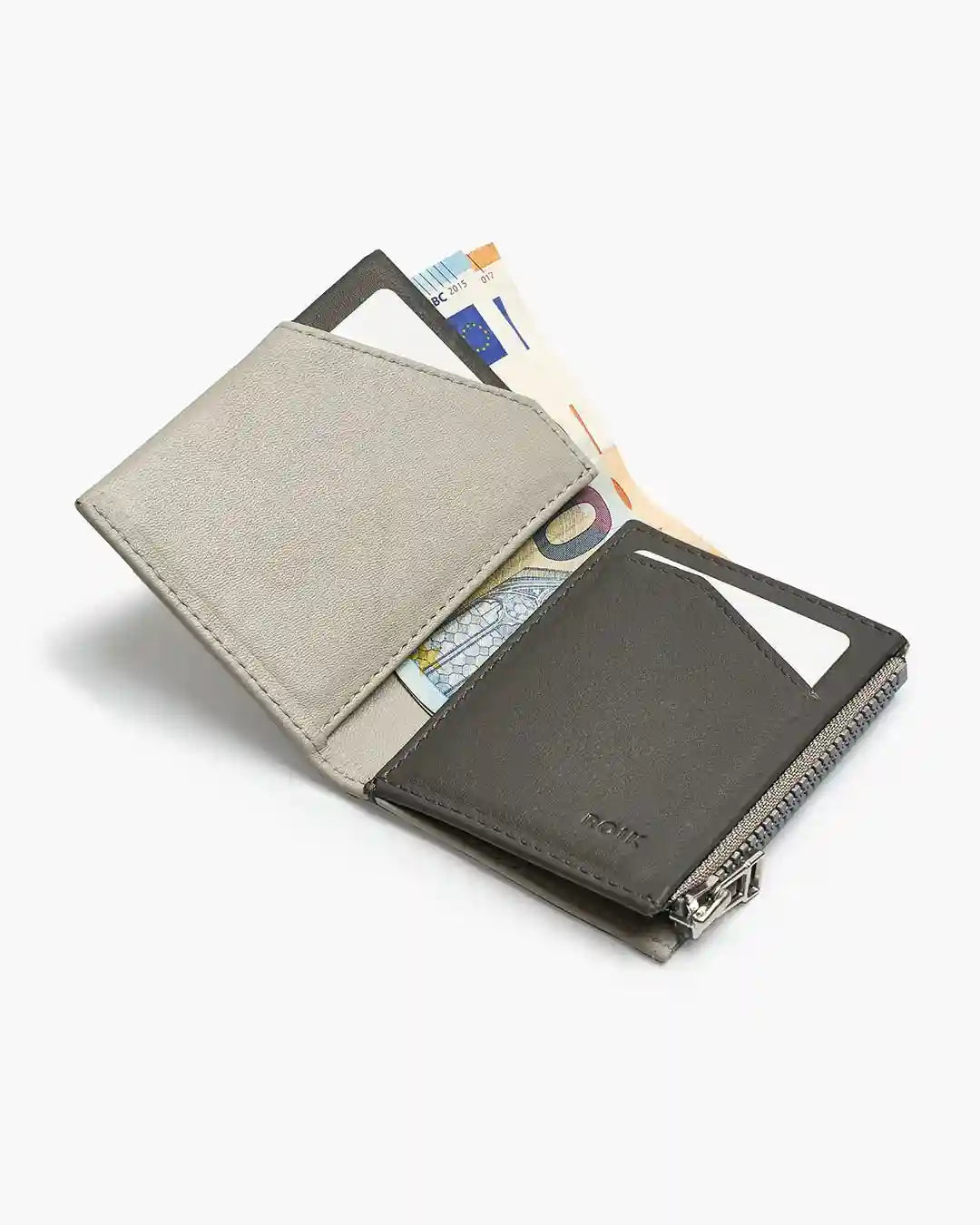 Cartera de Piel Zip Coin Pearl - Roik