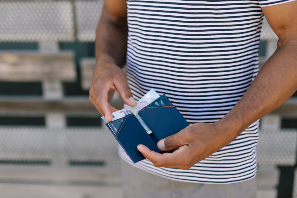 Cartera de piel Roik City Blue Navy