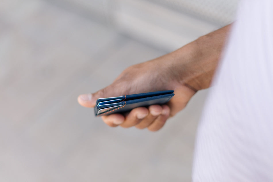 Cartera de piel Roik City Blue Navy