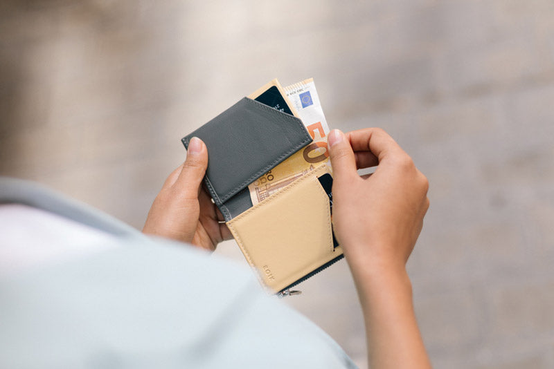 Cartera de piel Roik Zip Coin Grey Canary
