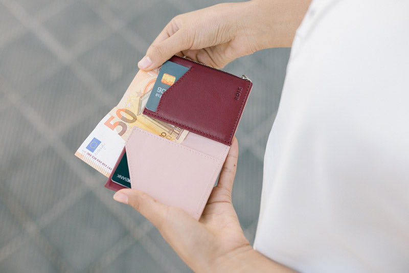 Cartera de piel ROIK Zip Coin Flamingo