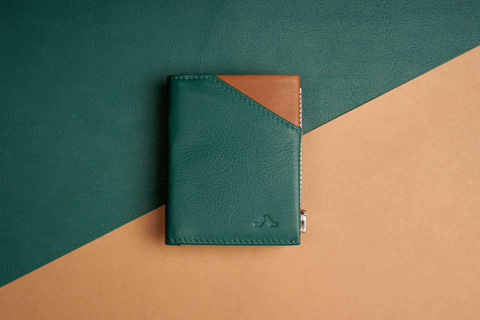 Cartera de piel Roik Zip Coin Emerald