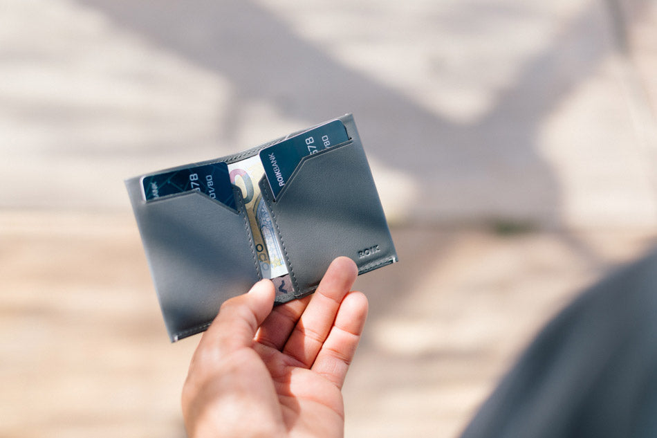 Cartera de piel ROIK Town Grey