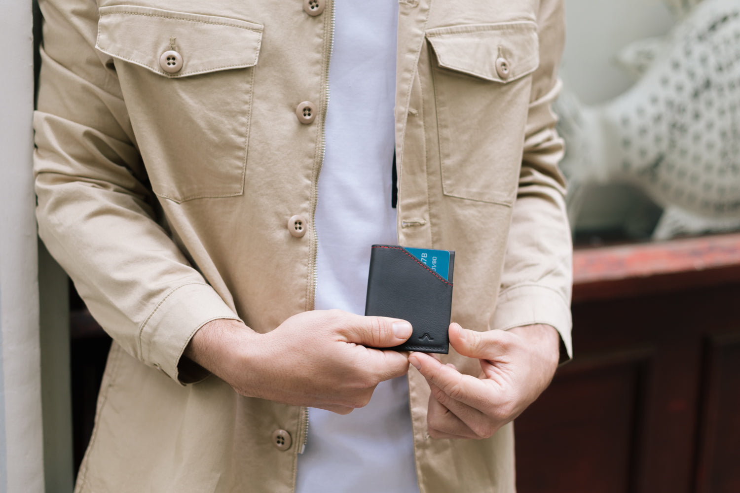 Cartera de piel Roik City Dark Brown