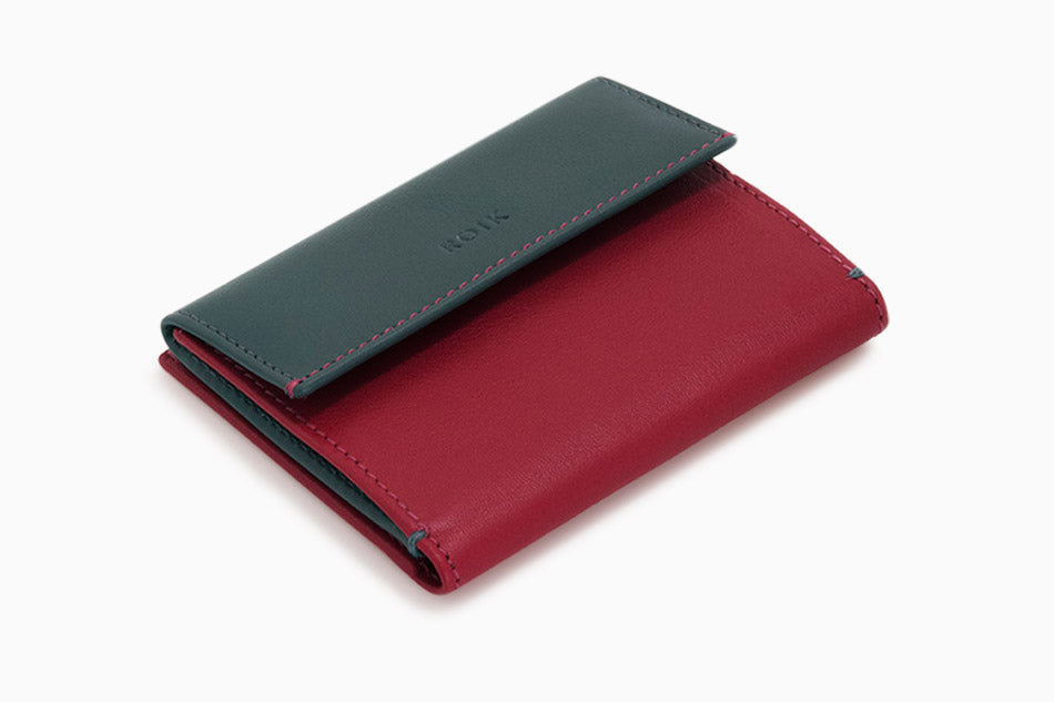 Cartera de piel Roik Flap Coin Burgundy