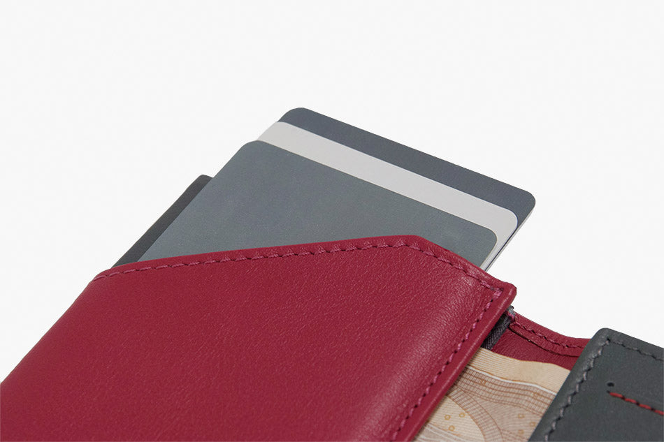 Cartera de piel Roik Flap Coin Burgundy