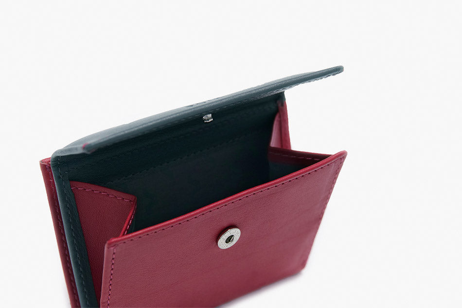 Cartera de piel Roik Flap Coin Burgundy