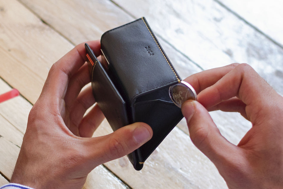 Cartera de Piel Roik Flap Coin Black