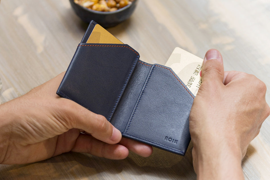 Cartera de piel Roik Flap Coin Blue Navy