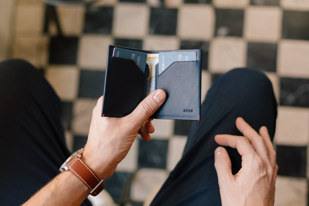 Cartera de Piel Town Blue Navy - Roik