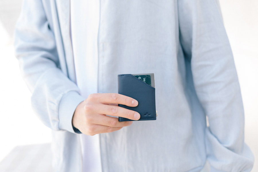 Cartera de piel ROIK Zip Coin Blue Stone