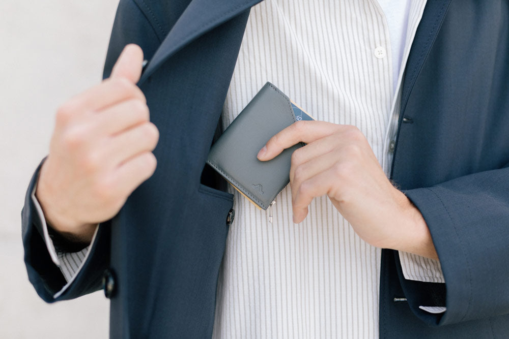 Cartera de piel Roik Zip Coin Grey Canary
