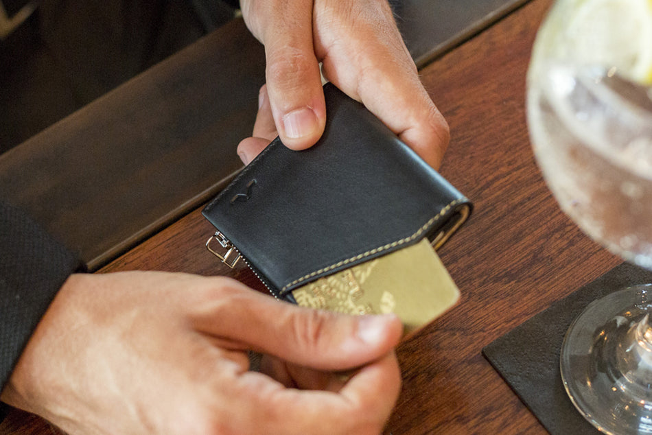 Cartera de Piel Zip Coin Black - Roik