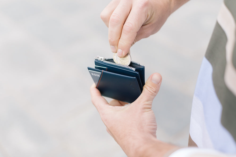 Cartera de piel Roik Zip Coin Blue Navy