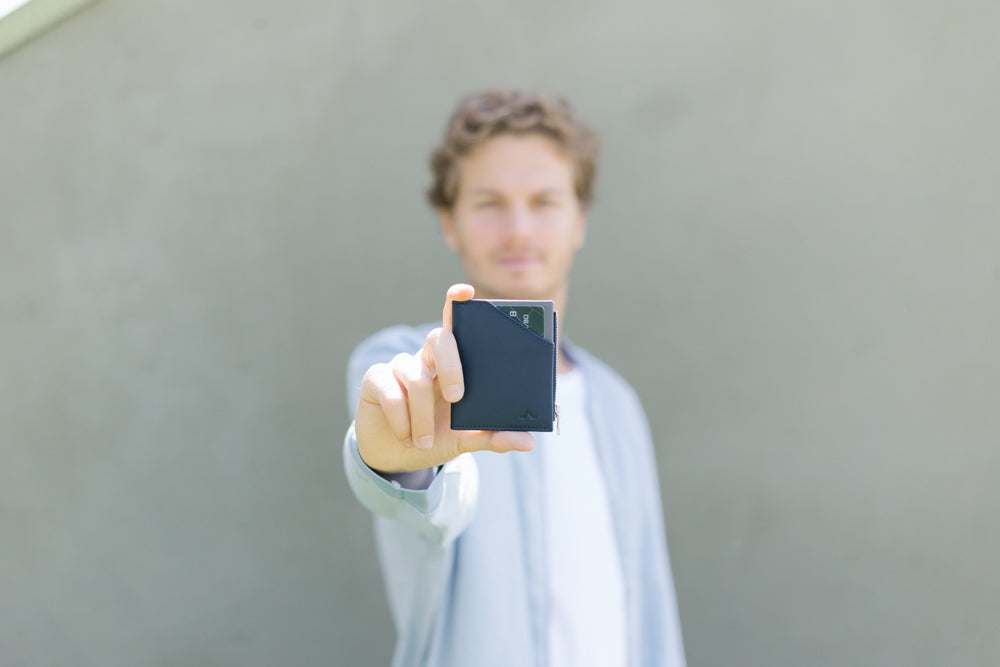 Cartera de Piel Zip Coin Blue Stone - Roik