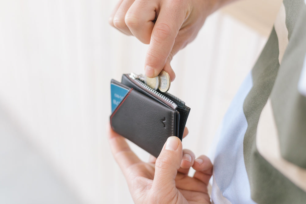 Cartera de piel Roik Zip Coin Dark Brown