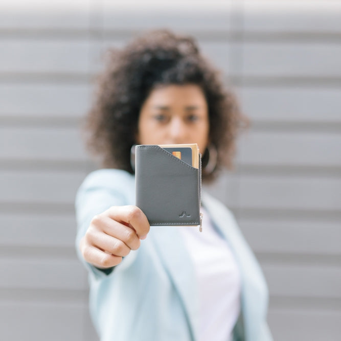 Cartera de Piel Zip Coin Grey Canary - Roik