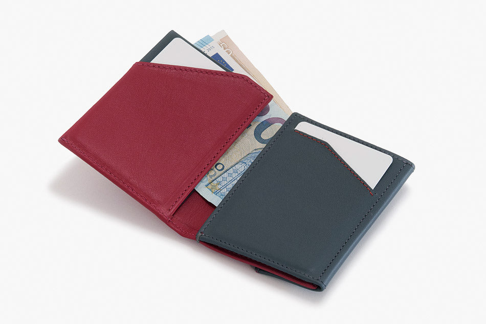 Cartera de piel Roik Flap Coin Burgundy